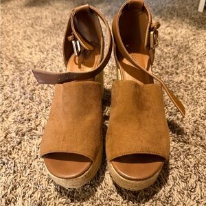 Brown Suede Women's Platform Sandals